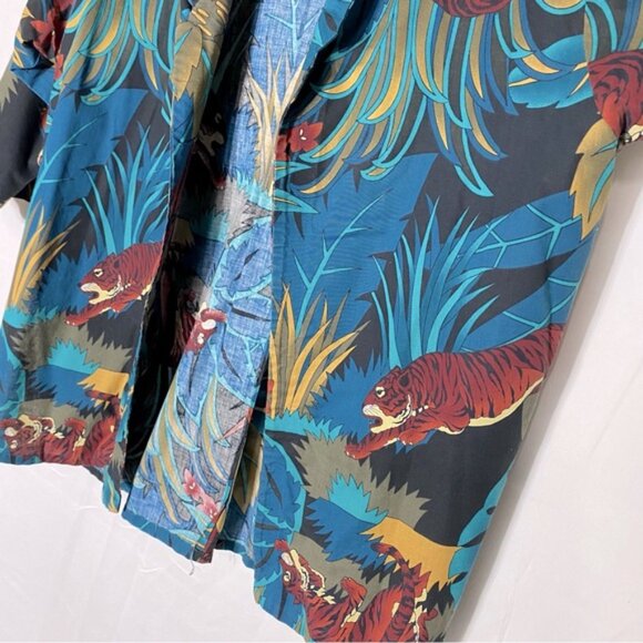 Vintage Handmade Jungle Cat Print Open Front Light Jacket Blazer XL - Picture 8 of 15